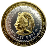 2025 $2 Aztec Emperor Cuauhtemoc Tribute Gold Gilded 1oz Silver Coin