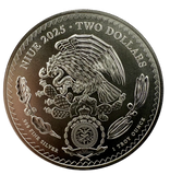 2025 $2 Aztec Emperor Cuauhtemoc Tribute Gold Gilded 1oz Silver Coin