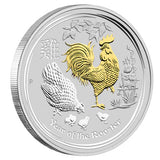 2017 Year of the Rooster Gilded 1oz Silver Proof Coin