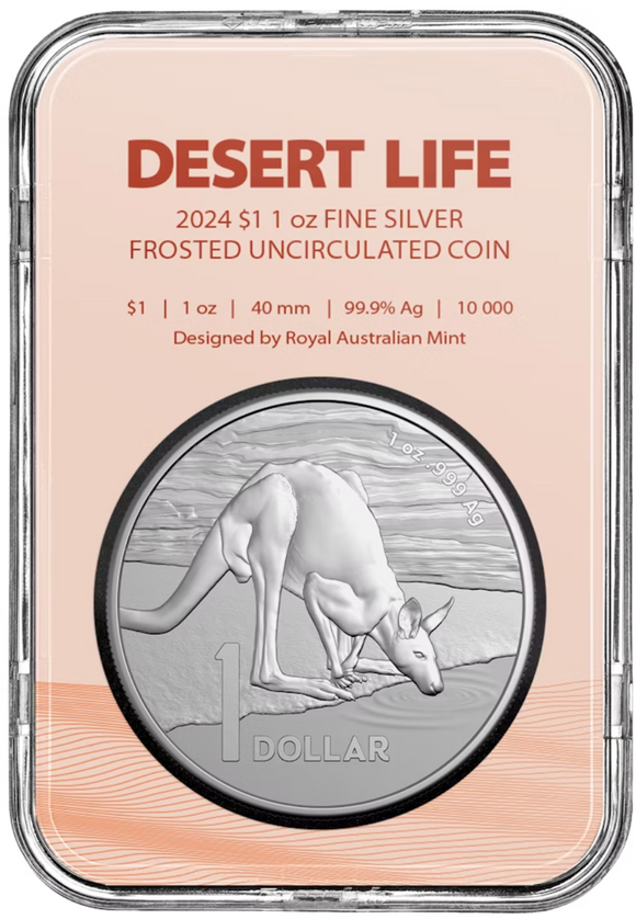 Kangaroo Series 2024 $1 1oz Frosted Fine Silver Uncirculated Coin