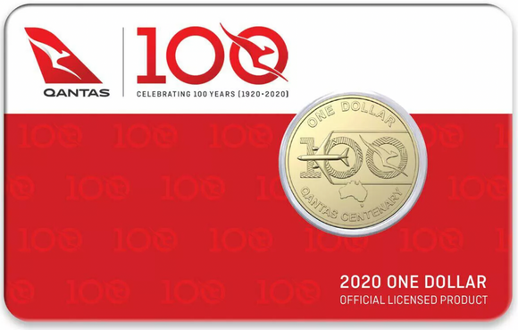 2020 Qantas Centenary $1 Uncirculated Coin in Card (Red)