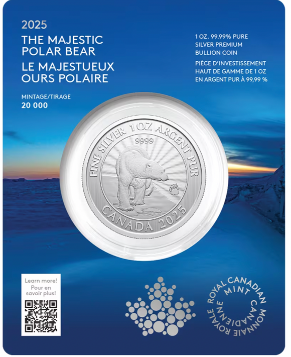 2025 The Majestic Polar Bear – 1 oz. 99.99% Pure Silver Coin (Premium Bullion)