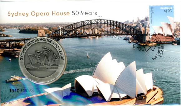2023 Sydney Opera House Postal Medallion Cover with Opera House Medallion 50 Years