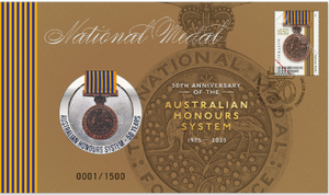 50th Anniversary of Australian Honours System Medallion Cover – National Medal