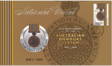 50th Anniversary of Australian Honours System Medallion Cover – National Medal
