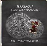 Legendary Warriors - Spartacus 1oz Antiqued Coloured Silver Coin