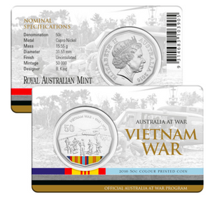 2016 50c Australia At War Vietnam War Coloured Uncirculated Coin