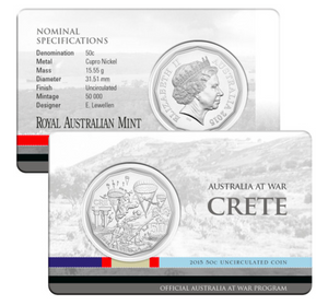 2015 50c Australia At War Crete Uncirculated Coin