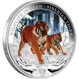 2012 $1 Wildlife In Need Siberian Tiger 1oz Silver Coloured Proof Coin