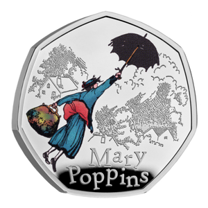 Mary Poppins 2025 UK 50p Silver Proof Colour Coin