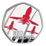 The Red Arrows 2025 UK 50p Silver Proof Colour Coin