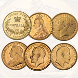 Gold Half Sovereign 6-Coin Type Set EF-UNC