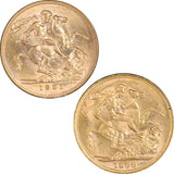 1899 and 1931 Perth Mint Gold Sovereign Pair EF
