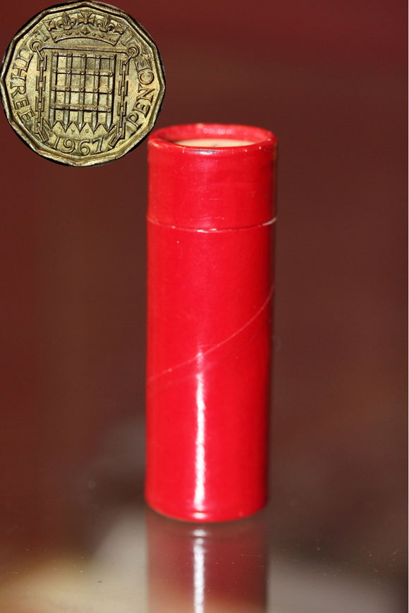 1967 GB Elizabeth II Threepence Uncirculated Coin Roll
