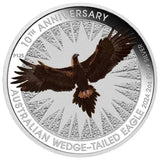 2024 $2 Australian Wedge Tailed Eagle 10th Anniversary - 2oz Silver Coloured Coin NGC MS70 w/Mercanti-Signed Flag Label
