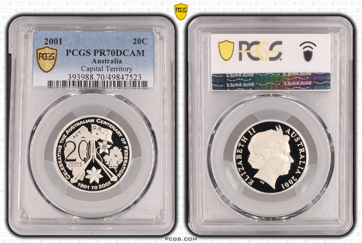 2001 Australia Federation 20 Cent ACT Coin PR70DCAM – Thompsons Coins