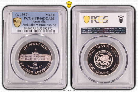 Perth Mint Western Australia 1oz Silver Medal c. 1989 PR66DCAM