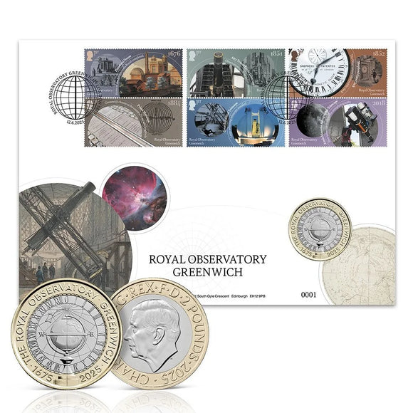 2025 GB Royal Observatory Greenwich Brilliant Uncirculated Coin Cover
