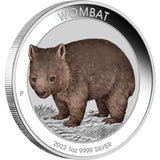 2022 Wombat 1oz Silver Coloured Coin in Card