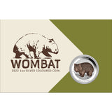 2022 Wombat 1oz Silver Coloured Coin in Card