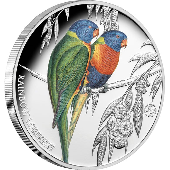 Birds of Australia 2024 $1 Rainbow Lorikeet 1oz Silver Proof Coin