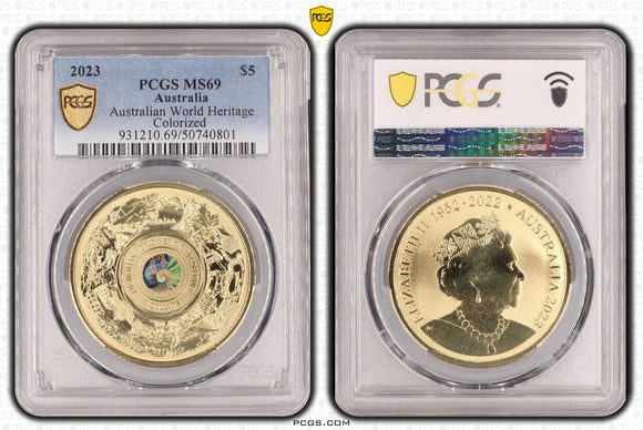 2023 $5 Australian World Heritage Coloured Coin MS69