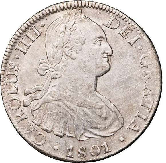 1801 Mexico 8 Reales Pillar Dollar VF (Cleaned)