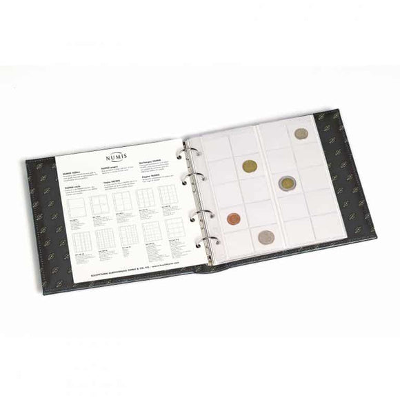 Coin Album NUMIS, Classic Design with slipcase includes 5 Different Pockets, Blue