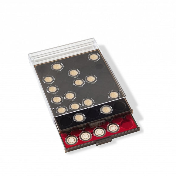 Red Coin Box/Tray 30 Compartments for 32 & 32.5mm Coins in Capsules