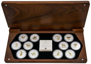 1999-2010 1oz Gilded Silver Lunar Series I - 12 Year Coin Collection in Box