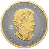 Canadian Maple Leaf 1oz Silver 2023 Gilded Proof Ultra High Relief Coin