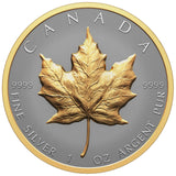 Canadian Maple Leaf 1oz Silver 2023 Gilded Proof Ultra High Relief Coin