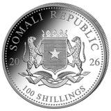 2026 Somalia: African Wildlife – Elephant 1 oz Silver Coin in Capsule