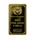Germania Mint Frigg 1/100oz Gold Bar in Card