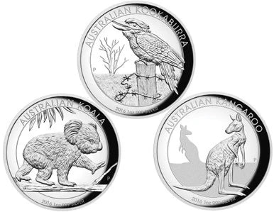 2016 $1 Australian 1oz Silver High Relief Proof 3 Coin Set Collection