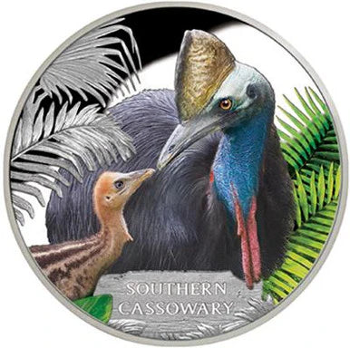 2016 $1 Endangered and Extinct Southern Cassowary 1oz Silver Coloured Proof Coin