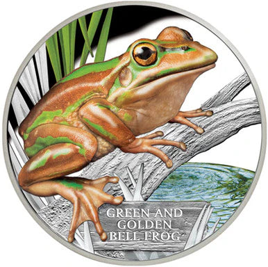 2017 $1 Endangered and Extinct Green and Golden Bell Frog 1oz Silver Coloured Proof Coin