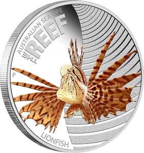 2009 50c Australian Sea Life The Reef Lionfish 1/2oz Silver Coloured Proof Coin