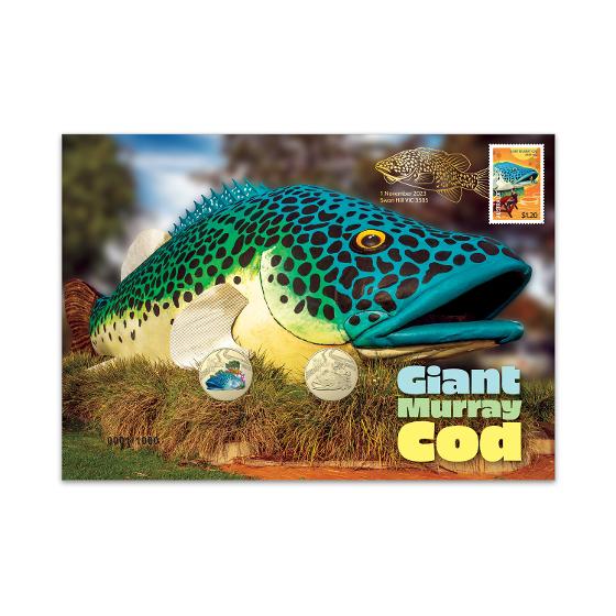 2023 Aussie Big Things Giant Murray Cod Coloured and Standard $1 Double PNC