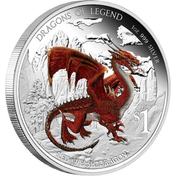 2012 Dragons of Legend - Red Welsh Dragon 1oz Silver Proof Coin