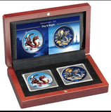 2025 China Dragon Night & Day 10 Yuan 2 x 1 oz Silver Coloured Coin Set