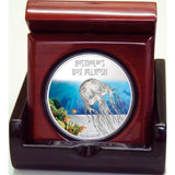 2011 $1 Deadly and Dangerous Box Jellyfish 1oz Silver Coloured Proof Coin