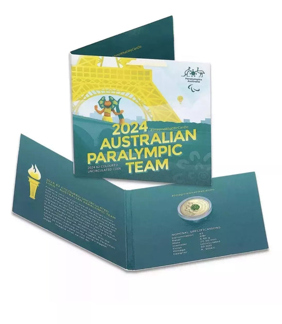 2024 $2 Australian Paralympic Team Coin on Card UNC