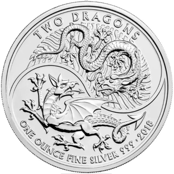 2018 GB Two Dragons 1oz Silver Coin