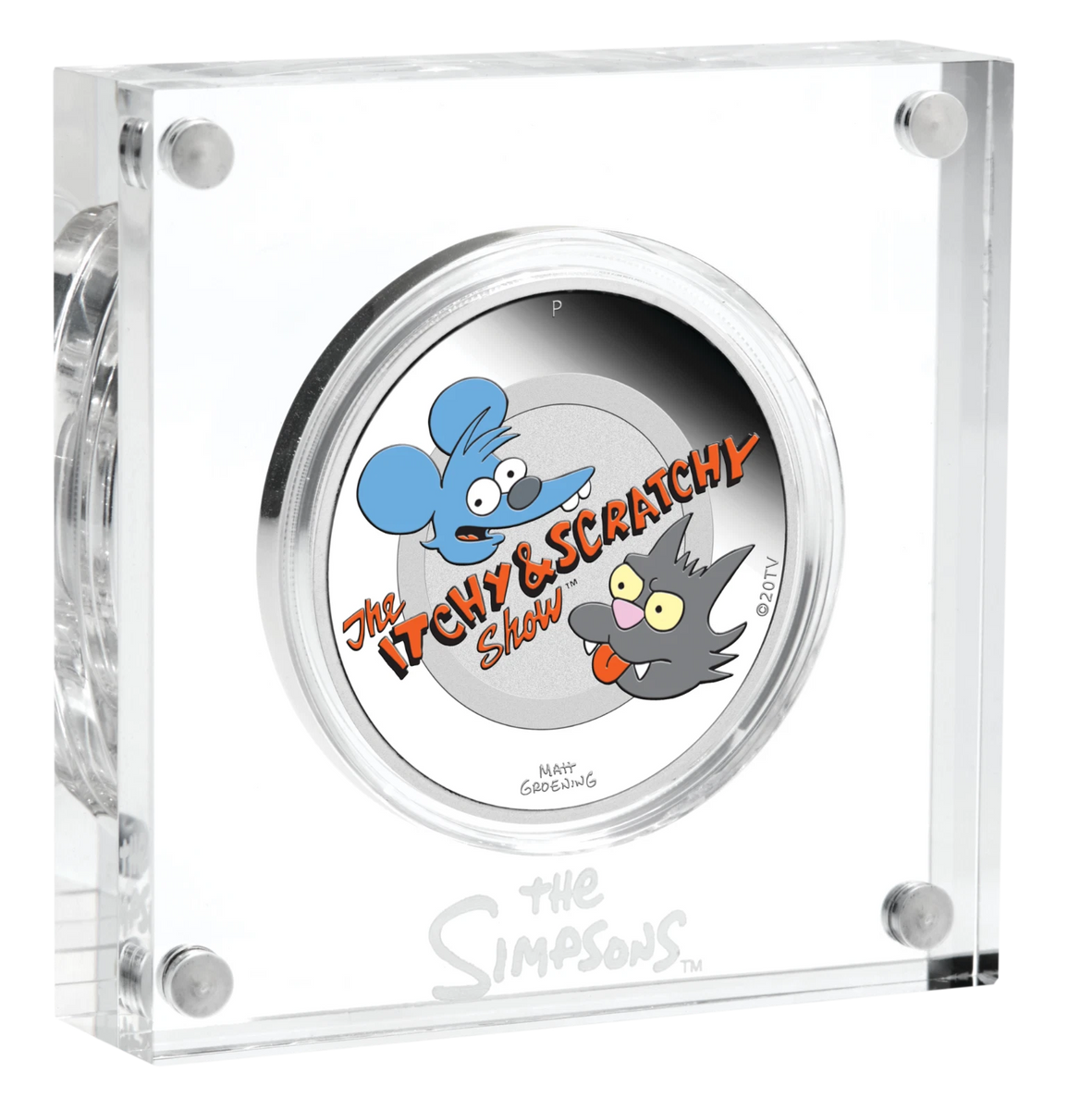 2019 The Simpsons - Itchy & Scratchy 1oz Silver Coloured Proof Coin ...