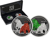 2026 $1 BULL AND BEAR Rhodimension 2 x 1oz Silver Coins Ascension Island