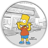 2019 The Simpsons - Bart 1oz Silver Coloured Proof Coin