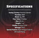 2024 Motorhead 1 oz Silver Black Antiqued Gilded Coin