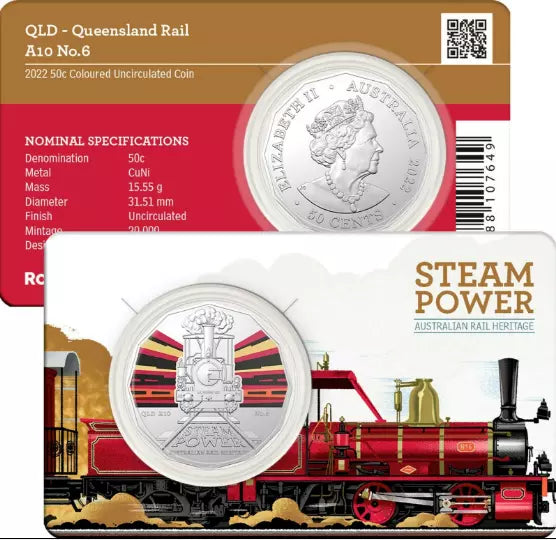 2022 Australian Steam Power Trains 50c QLD A10 no.6