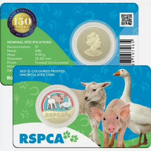 2021 $1 Coin in Card RSPCA 150 Years Caring & Protecting UNC